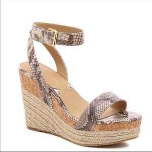 NEW ADRIENNE VITTADINI PLATFORM ESPADRILLE 10 Jute Wedge Snakeskin